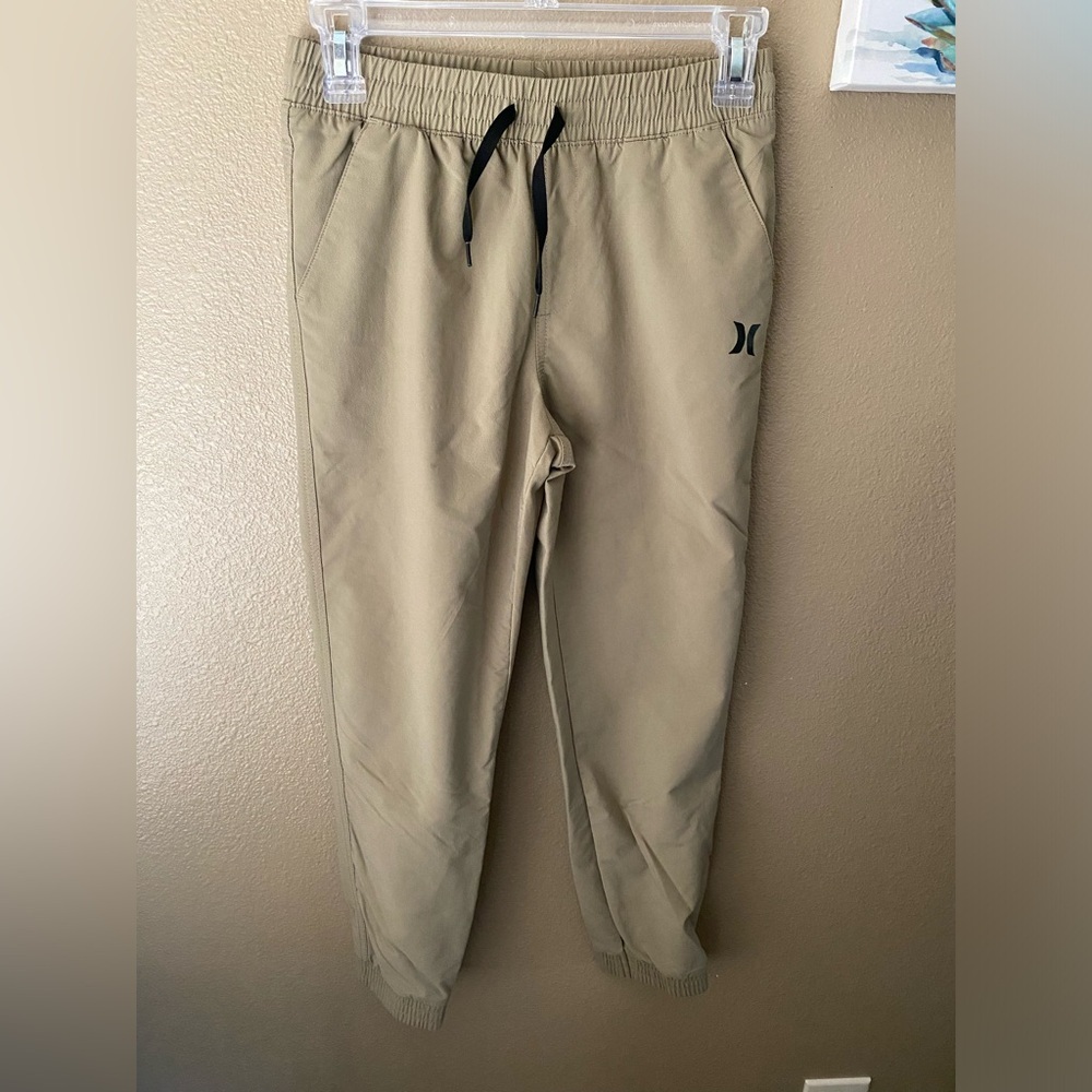 Hurley Jogger Pants Boys Size 10/12 Beige Elastic Waist Drawstring H2O Dri